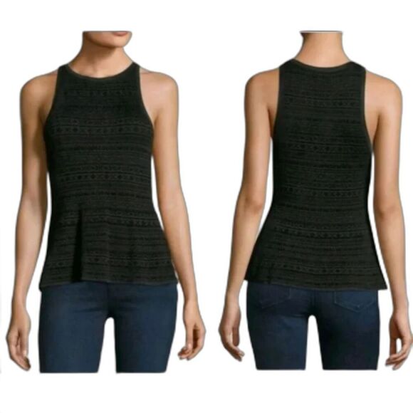 Theory Women's Cut Crew Neck Racer Back Peplum Texture Sleeveless Knit Top SZ M - Picture 1 of 10